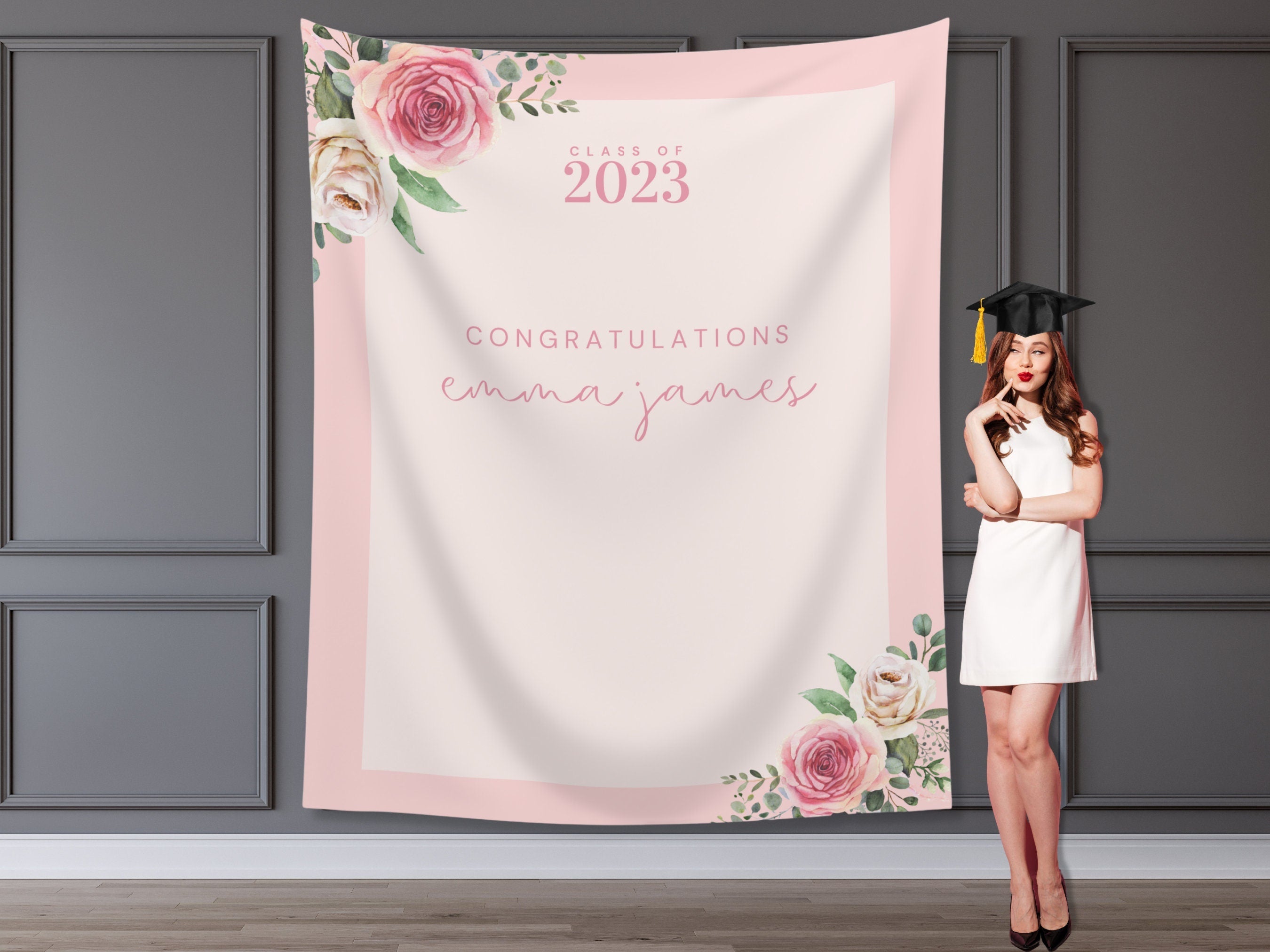 Greenery Class of 2026 Custom Graduation Party Banner Backdrop