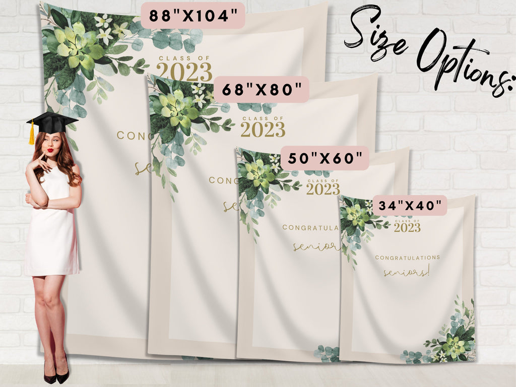 Greenery Class of 2026 Custom Graduation Party Banner Backdrop