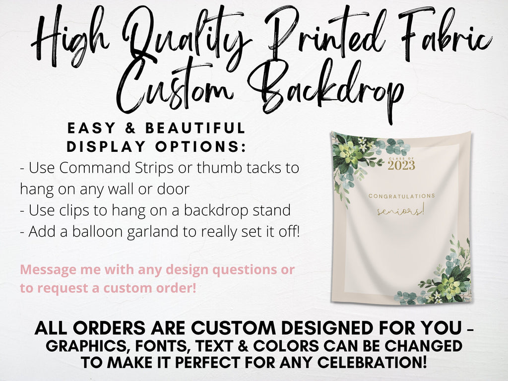 Greenery Class of 2026 Custom Graduation Party Banner Backdrop