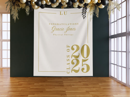 Classic Class of 2026 Custom Graduation Party Banner Backdrop