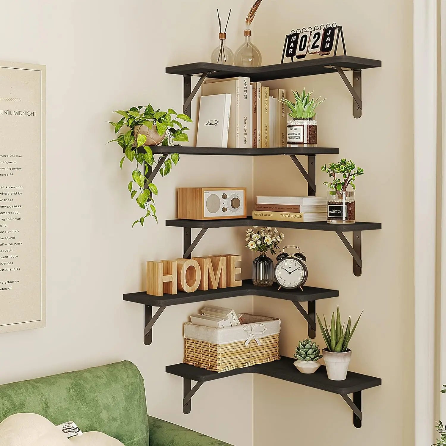 Rustic Wood Corner Shelf Set